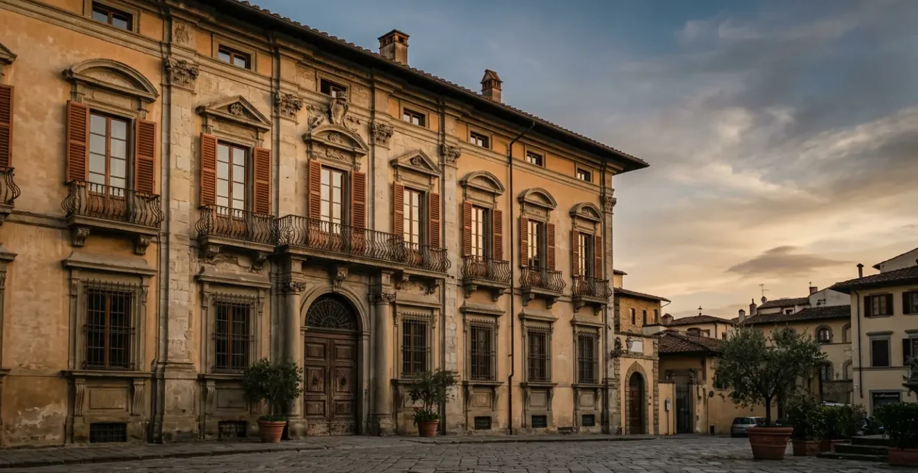 Elegante facciata di un palazzo storico europeo convertito in hotel di lusso con architettura rinascimentale