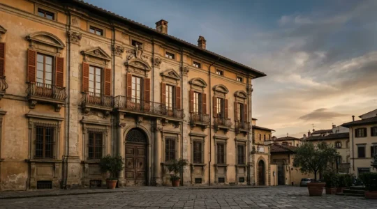 Elegante facciata di un palazzo storico europeo convertito in hotel di lusso con architettura rinascimentale