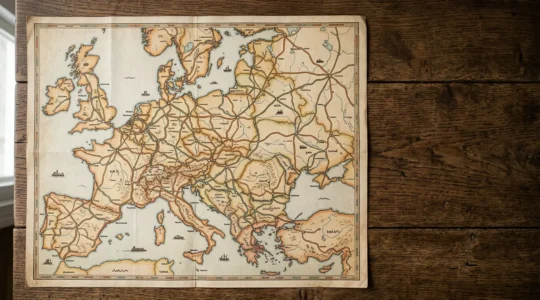Mappa dell'Europa con itinerari circolari colleganti capitali europee e treni ad alta velocita