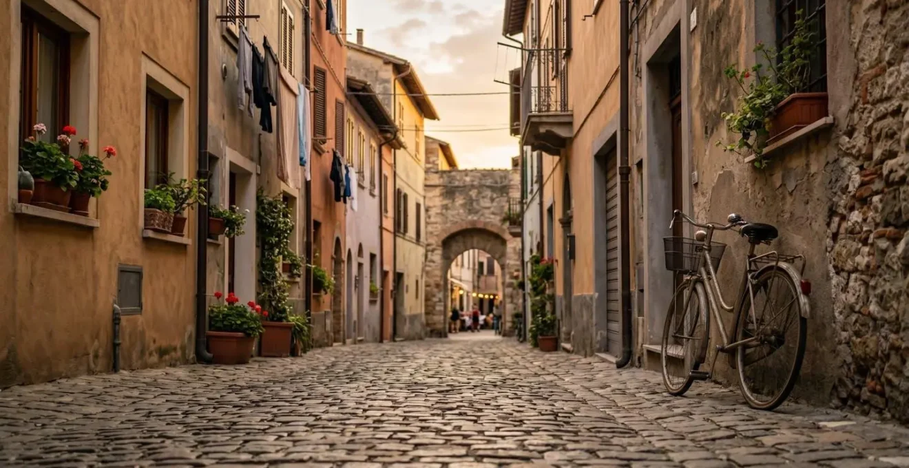 Scorcio di un quartiere autentico poco turistico in una città d'arte europea